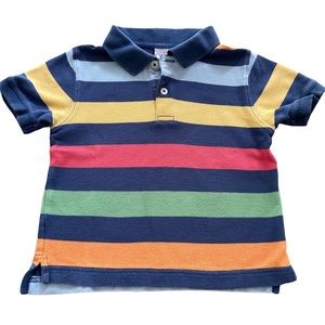 Talbots Kids Multi Color Striped Short Sleeve Cotton Polo Shirt EUC Size 4